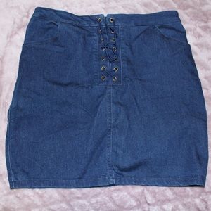 Stretchy Denim Lace up Skirt